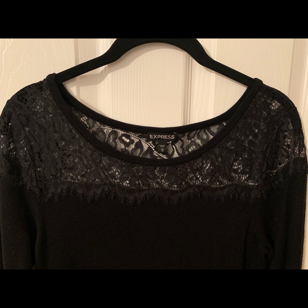 Express Black Lace Sweater Dress